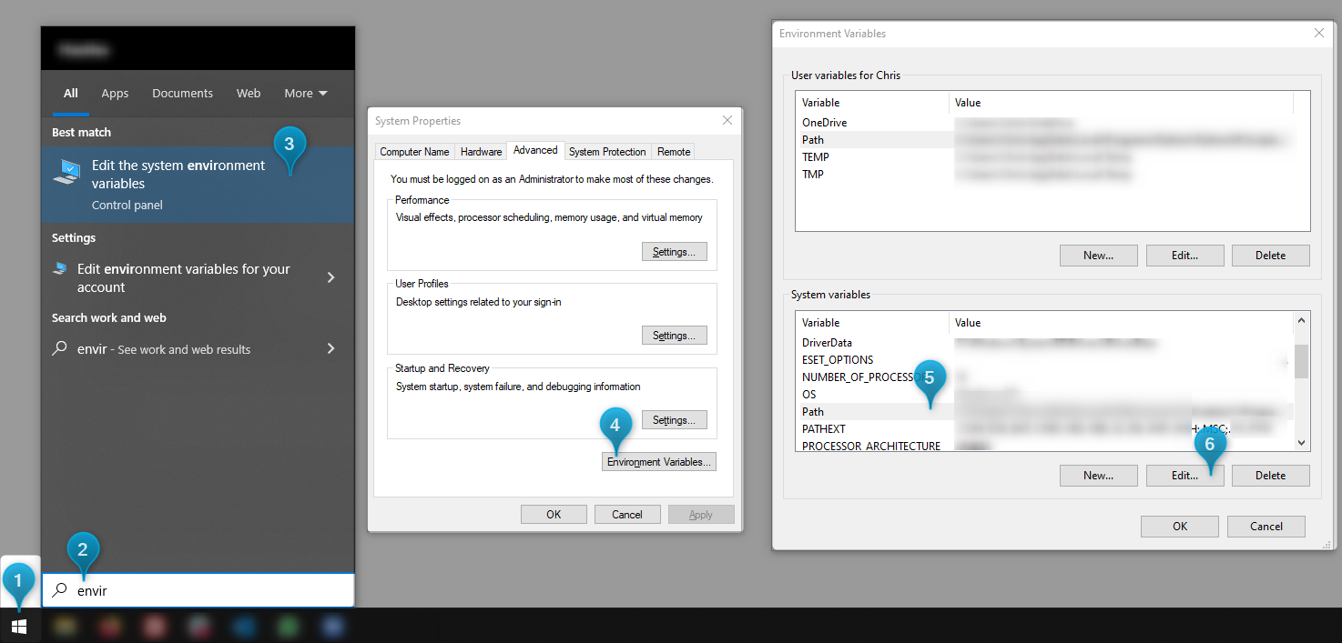 Edit system environment variables
