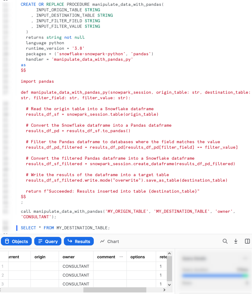 Code in Snowflake